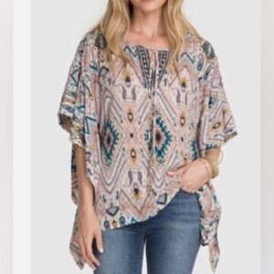 Jade by Johnny Was size XS boho poncho silk blouse